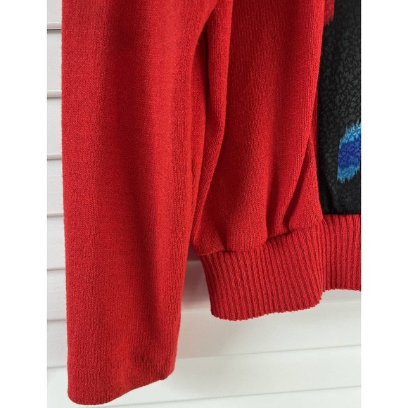 VTG Anthony Sicari Women's Sweater Long Sleeve Button Up Red/Black Sz 12 - Picture 4 of 10